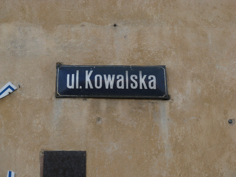 Street name sign on Kowalska St.