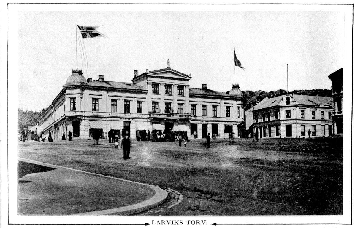 The main market square in Larvik around 1900