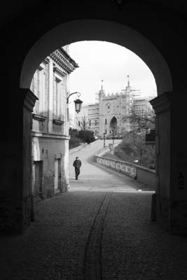 Sztajdel, Piotr. Montaż, 2010-11-15, Akordeonista grający w przejściu Bramy Grodzkiej