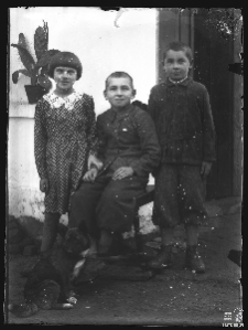 Tr&oacute;jka dzieci z psem