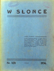W Słońce : czasopismo młodzieży szk&oacute;ł lubelskich R. 8, Nr 1 (2) (wrzesień 1936)