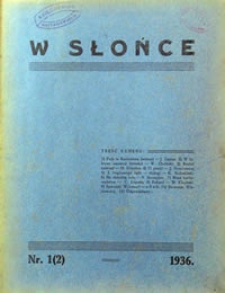 W Słońce : czasopismo młodzieży szkół lubelskich R. 8, Nr 1 (2) (wrzesień 1936)
