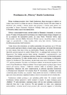 Przedmowa do "Wierszy" J&oacute;zefa Czechowicza