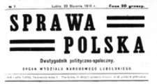Sprawa Polska : dwutygodnik polityczno-społeczny, Nr 3 (16 listopada 1915)
