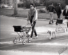 LSM w Lublinie - kobiety z w&oacute;zkami dziecięcymi na przejściu dla pieszych