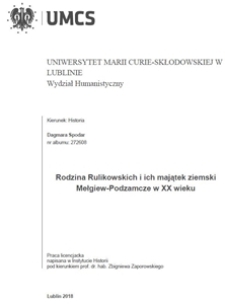 Rodzina Rulikowskich i ich majątek ziemski Mełgiew-Podzamcze w XX wieku