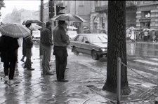 Krakowskie Przedmieście w Lublinie podczas deszczu