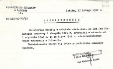 Zaświadczenie o prowadzeniu przez Jana Kotelbę tajnego nauczania w Puławach