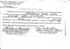 Zaświadczenie o egzaminach zdanych przez Adelę Złotnik w 1944 roku