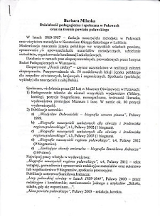Działalność pedagogiczna i społeczna Barbary Miluskiej