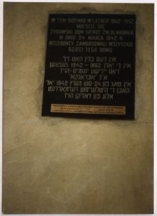 Tablica upamiętniająca mieszkańc&oacute;w Ochronki żydowskiej