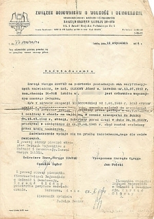 Oświdczenie o prowadzeniu tajnego nauczania przez J&oacute;zefa Olszowego