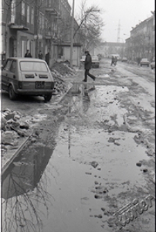 Ulica 1 Maja w Lublinie zimą - widok na Plac Bychawski