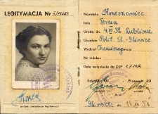 Ruth Gliksztejn (Teresa Krzeszowiec) – student card