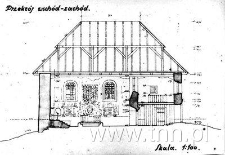 Przekr&oacute;j synagogi w Janowcu, przekr&oacute;j wsch&oacute;d-zach&oacute;d