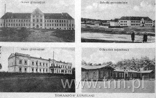 Pocztówka z widokami budynków systemu oświaty w Tomaszowie Lubelskim