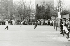 Mecz NZS UMCS kontra ZSP UMCS na boisku przy ul. Langiewicza w Lublinie 13.03.1989 r.