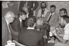 Wizyta sekretarza ambasady USA w siedzibie Komitetu Obywatelskiego "Solidarności" w Lublinie