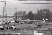 Prace budowlane i most na Bystrzycy