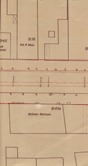 Fragment planu sieci kanalizacyjnej na ulicy Lubartowskiej przy działkach nr 50 i 45a