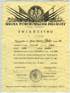 Waksa Abrama Mojżesza - Świadectwo ze Szkoły Podchorążych Piechoty