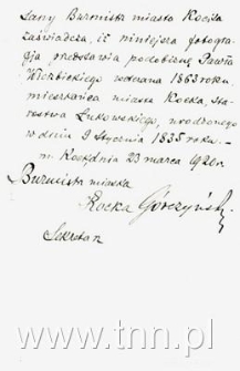 Rewers: poświadczenie tożsamości weteana 1863r. Pawła Wierzbickiego