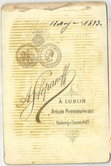 Laja Obersztern nee Flam-Grad i Dawid Obersztern - rewers