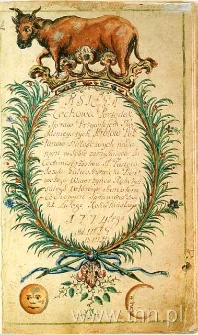 Karta tytułowa księgi cechowej rzeźników lubelskich z lat 1774-1904