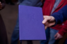 Oprawa wykonana na warsztatach introligatorskich prowadzonych przez Krystynę Łuszczew podczas Typoluba 2012