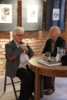 Józef Wilkoń podczas zamknięcia swojej wystawy "Don Kichote według Józefa Wilkonia"