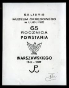 Ex Libris Muzeum Okręgowego w Lublinie z okazji 65 rocznicy Powstania Warszawskiego