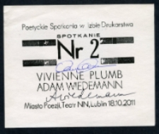 Druk z okazji 2. Spotkań Poetyckich w Izbie Drukarstwa