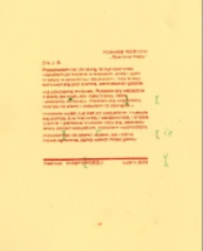 Akcydens z wierszem Tomasza Różyckiego „Dla J.B.”, wersja z korektą drukarską