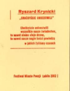 Akcydens z wierszem Ryszarda Krynickiego &bdquo;Choćbyście unicestwili&rdquo;