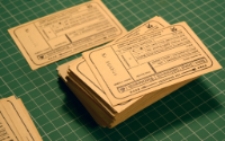 Metryczki do notesów powstających w introligatorni Izby Drukarstwa