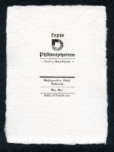 Druk okolicznościowy przygotowany z okazji obchod&oacute;w Światowego Dnia Filozofii