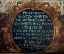 Kartusz z inskrypcja - fragment obrazu "Pożar miasta Lublina"