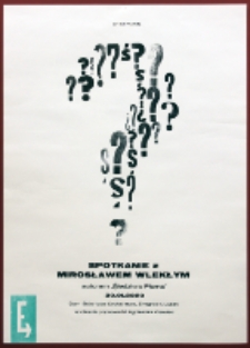 Afisz przygotowany na okoliczność spotkania autorskiego z Mirosławem Wlekłym, autorem książki "Śledztwa Pisma"