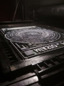 Matryca do afisza do słuchowiska Grażyny Lutosławskiej "Str&oacute;ż nocny" czyli czytanie "Poematu o mieście Lublinie", Miasto Poezji 2019