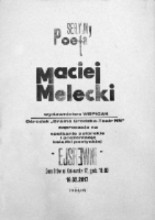 Afisz przygotowany na okoliczność spotkania autorskiego i prezentacji książki Macieja Meleckiego "Inwersje"