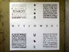 Afisz przygotowany na okoliczność wernisażu wystawy Tadeusza Mysłowskiego "Powroty"
