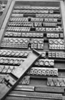 Kaszta z czcionką paneuropa na ekspozycji w Izbie Tradycji Drukarstwa Lubelskiego przy ulicy Żmigr&oacute;d 1 w Lublinie