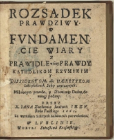 Karta tytułowa publikacji Rozsądek Prawdziwy O Fvndamencie Wiary
