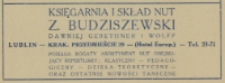 Reklama księgarni W. Budziszewskiego
