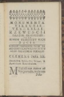 Przykładowa karta z publikacji Monumenta Virtutis Venceslai Rzewuscii Palatini