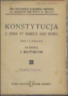 Okładka Konstytucji z dnia 17 marca 1921 roku : skrypt z wykładów