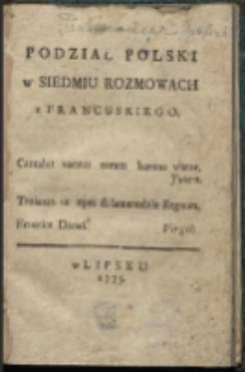 Strona tytułowa książki "Podział Polski: w Siedmiu Rozmowach"