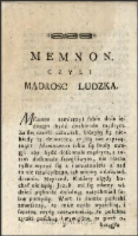 Strona z rozpoczęciem rozdziału z ksiazki "Memnon Czyli Mądrosc Ludzka: Powieść Filozoficzna"