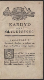 Strona z rozpoczęciem rozdziału z książki "Kandyd Wszędobylski Czyli Naylepszość"