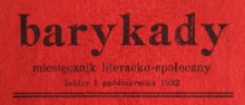 Winieta miesięcznika "Barykady : miesięcznik literacko-społeczny" 1932, nr 1